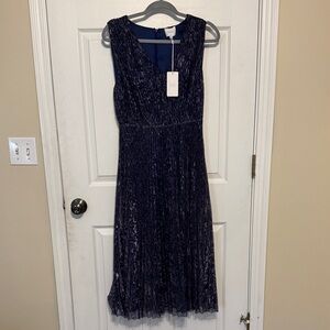 Johnny Was Clario Pleated Midi Dress in Electric Blue.  NWT size 6